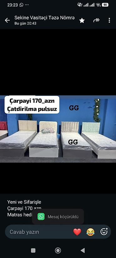 Yeni ve Sifarişle Çarpayi 170 azn Matras hediyye 🎁 Ölçü 2/90 Rəng — 1