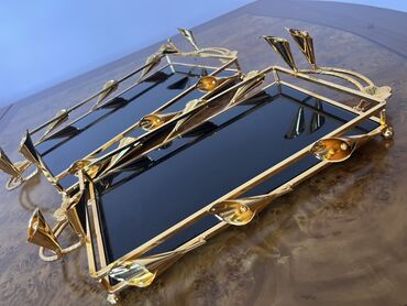 3d ручка в баку: Qızılı metal karkaslı, güzgü səthli dekorativ qab - İstifadə