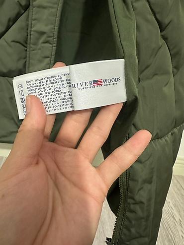 Пуховики и зимние куртки: Пуховик, По колено, США, С капюшоном, С поясом, Стеганый, L — 9