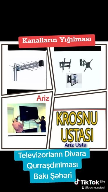Noutbuklar, kompüterlər: Televizor ustası Televizorların divara qurraşdırılması Köhne
