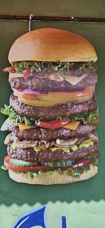 led reklam: Super Böyük Burger – vitrin/poster lövhəsi - Məhsul: Burger şəkilli — 1