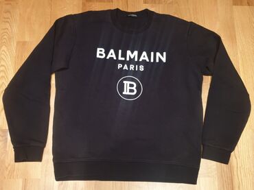 nike ninja duks: BALMAIN Paris ORIGINAL muški crni logo duks, L velicina. Nosen, ali se