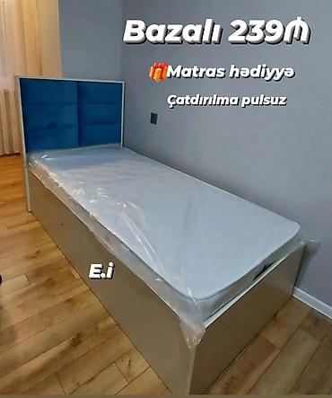 tək yataq: Bazalı tək nəfərlik çarpayı - Qiymət: 239₼ - Bazalı konstruksiya: alt — 1