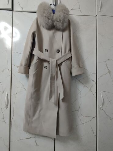 Пальто: Срочно!Женское пальто светло-бежевого цвета с роскошным съемным — 2
