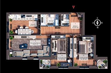 real sight: 3 комнаты, 99 м², Элитка, 16 этаж, ПСО (под самоотделку) — 5