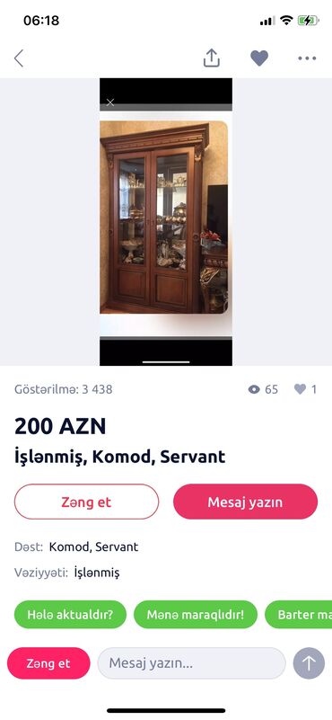 aci badam: Yeni, Açılan, 2 qapılı Düz dolab, Bufet, Türkiyə