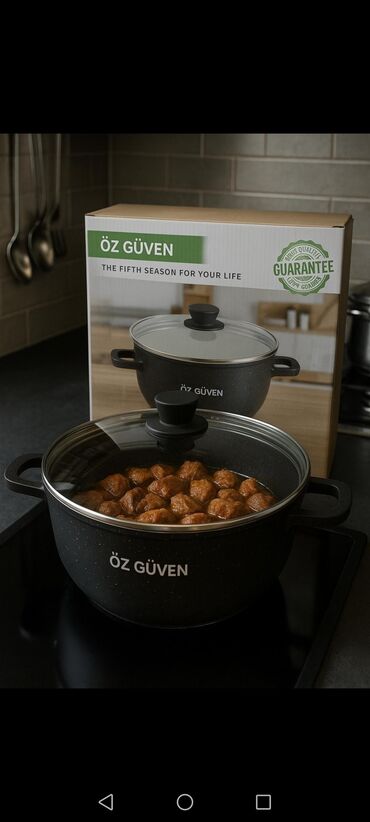 Tava-qazan dəstləri: Qazan, rəng - Gümüşü, Paslanmayan polad, Türkiyə — 7