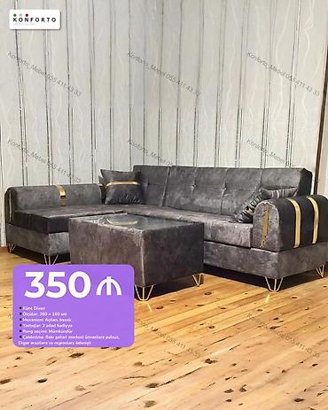 Divan və masa dəstləri: Künc divan dəsti - Model: Künc divan + puff/çay masası - Ölçülər: 260 — 1