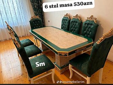 reception masasi: Qonaq otağı üçün, Yeni, Açılmayan, Dördbucaq masa, 6 stul — 3