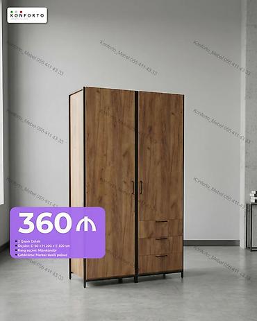 İki qapılı dolab - Material və dizayn: Təbii ağac naxışlı korpus, mat