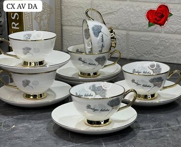 mis caydan: Çay dəsti, rəng - Ağ, Farfor, 6 nəfərlik