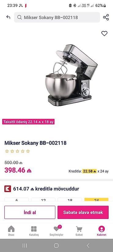 samavar ucuz: Az işlənmiş xəmir yoğuran aparatı satılır, 400 manata alınıb, 200 — 2