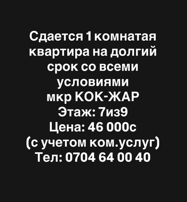 однокомнатная квартира на долгий срок: 1 комната, Собственник