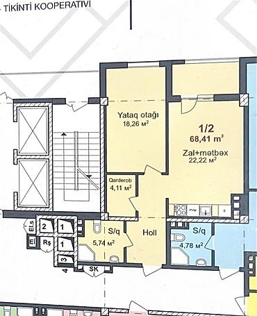 qubada evler kredit: 1 otaqlı, Yeni tikili, m. Qara Qarayev, 68 kv. m — 2