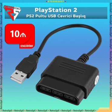 Kompüter və noutbuk aksesuarları: PlayStation 2 PS2 Pultu USB Cevrici Başlıq