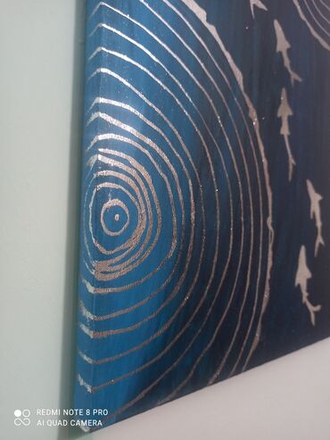 балдар кийими: Картина абстракция На волне.голубая 0.60-0.80 холст,акрил, текстурная