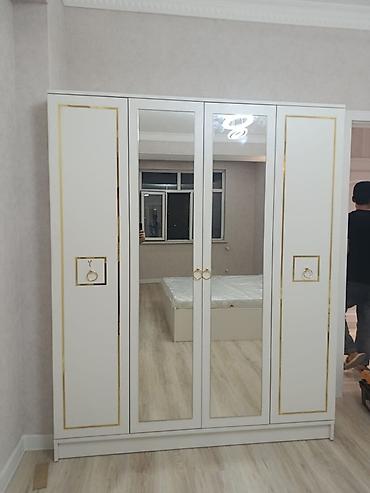 stil mebel: Yeni, 4 qapılı, Güzgülü, Ağ, Açılan, Düz dolab — 3