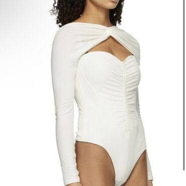 белая ночная сорочка: Боди, Глубокое декольте, Хлопок, S