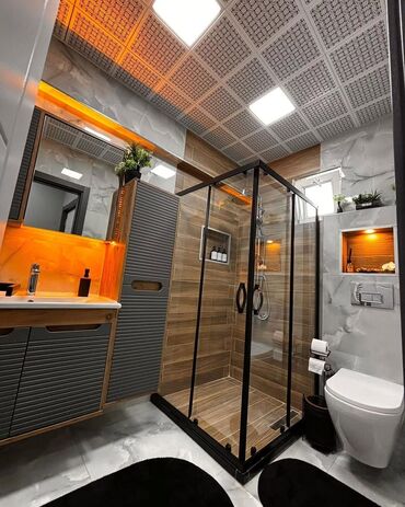 Duş kabinaları, arakəsmələr: Yeni Üstü açıq kabina, Künc üçün, Pulsuz çatdırılma — 10