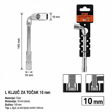 KMT L ključ sa glodanim vrhom 10 mm Opis: - L ključ za točak sa