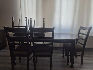 Yemək otağı dəsti – masa və 6 ədəd stul.Uzunluğu 1.98 sm .eni 90 sm