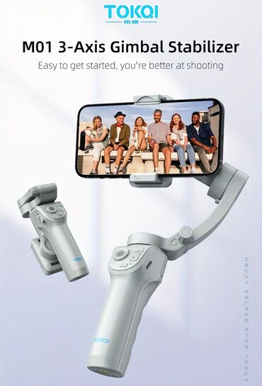 telfon 50 azn: TOKQI M01 3-Oxlu Gimbal Stabilizator - Smartfonlar üçün 3 ox üzrə