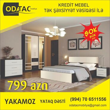 Yataq otağı dəstləri: İkinəfərlik çarpayı, Komod, 2 tumba, Dolab, Türkiyə, Yeni — 5