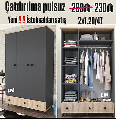Üç qapılı paltar dolabı – istehsaldan satış - Ölçü: 200 x 120 x 47 sm