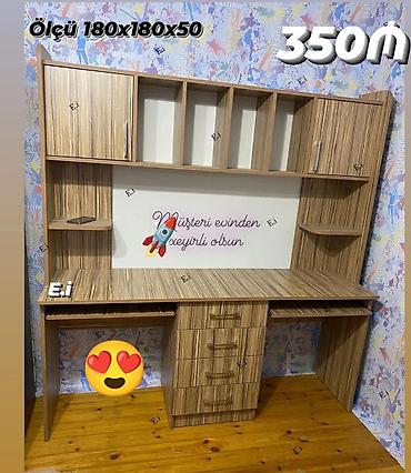 stolüstü ofis dəsti: Ofis/iş masası dəsti – taxta teksturası ilə Ölçü: 180 x 180 x 50 sm — 1