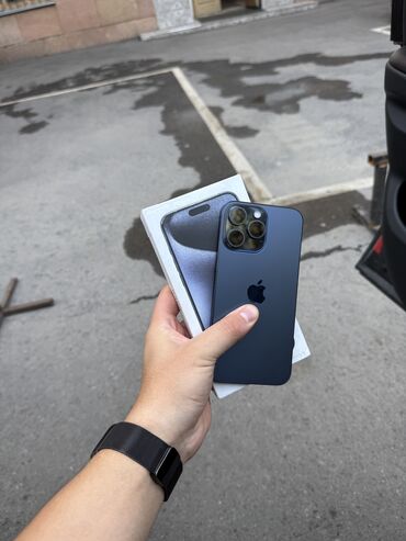 мобильные телефоны ми новые без бу: IPhone 15 Pro Max, Колдонулган, 256 ГБ, Blue Titanium, Куту, 89 %
