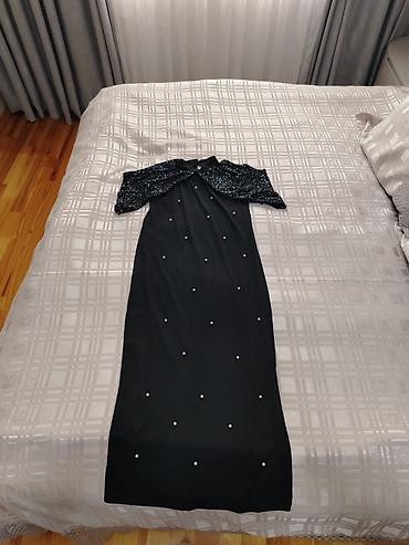 шуба из норки цена: Qara rəngdə zərif ziyafət donu - Model: midi uzunluqlu, düz kəsim - — 1