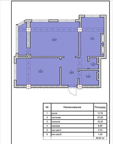 11: 2 комнаты, 69 м², Элитка, 9 этаж, Дизайнерский ремонт — 8