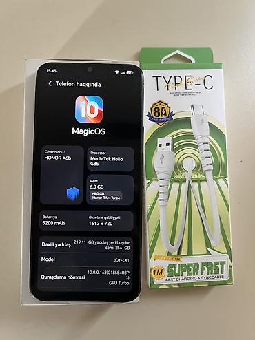 honor band: Honor X6b, 256 GB, rəng - Qara, Face ID — 3