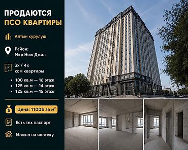 3 3: 3 комнаты, 100 м², Нижний Джал (Джал-23) Элитка, 15 этаж, ПСО (под самоотделку) — 1