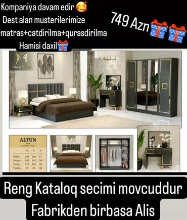 ikinci el balkon dolabı: İkinəfərlik çarpayı, Komod, Dolab, 2 tumba, Rusiya, Yeni