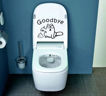 домашний туалет: Наклейка "Goodbye. ", интерьерная, виниловая для туалетных и ванных