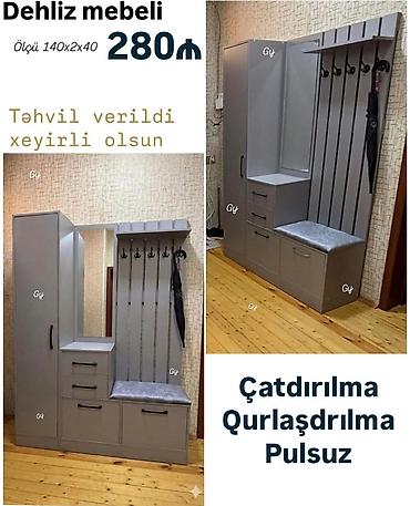 Dolablar: Dehliz mebeli – funksional dizaynlı giriş dəsti. Ölçü: 140×2×40 — 1