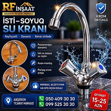 İsti–soyuq su kranı - Krom örtüklü, parlaq dizayn - Paslanmaya