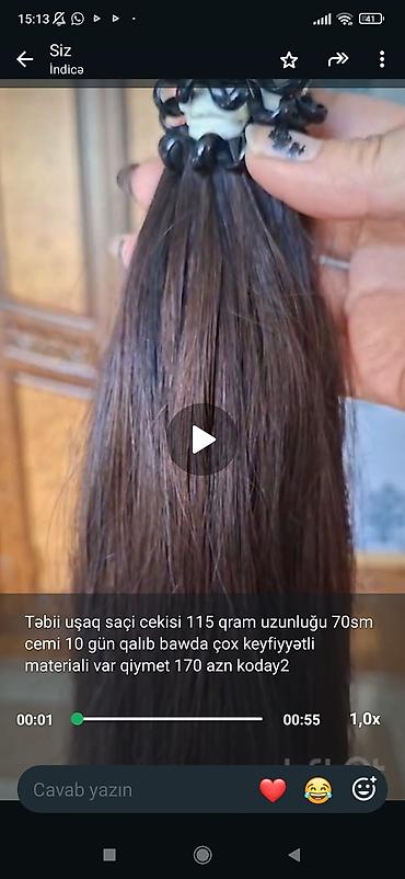 tebii mirvari: Təbii uşaq saçı – uzatma və parik üçün - Material: 100% təbii uşaq — 1