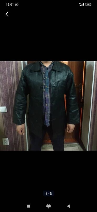мужская куртка кожаная: Куртка L (EU 40), цвет - Черный