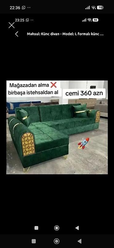 Məhsul: Künc divan Model: L formalı künc divan Xüsusiyyətlər: - Rəng