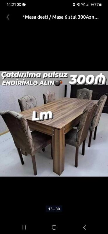 Masa və oturacaq dəstləri: Qonaq otağı üçün, Açılmayan, Dördbucaq masa, 4 stul -da lalafo.az — 7 Masa və oturacaq dəstləri: Qonaq otağı üçün, Açılmayan, Dördbucaq masa, 4 stul — 7
