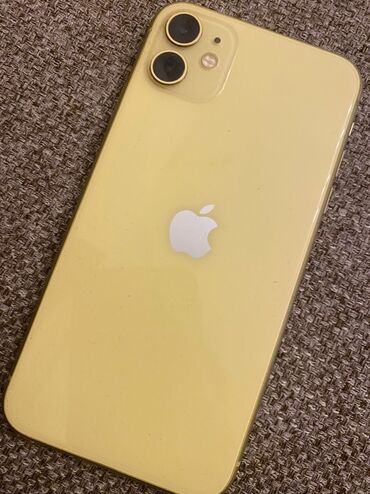 Apple iPhone: IPhone 11, Б/у, 128 ГБ, Желтый, Чехол, 76 %