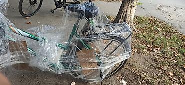 velosiped ramasi 28: Şəhər tipli velosiped – səbətli, 28" təkər - Rəng: yaşıl-ağ — 4