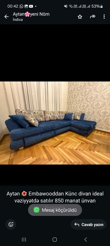 Masalar və oturacaqlar: Künc divan, İşlənmiş, Çatdırılma yoxdur