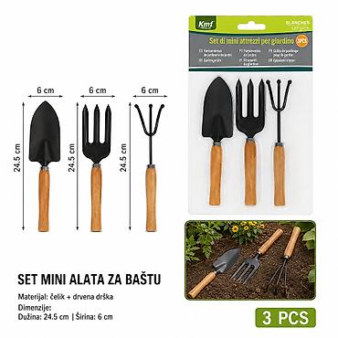 Baštenski alati i oprema: KMT Drvena drška trodelni set 501792 Set mini alata za baštu sa — 1