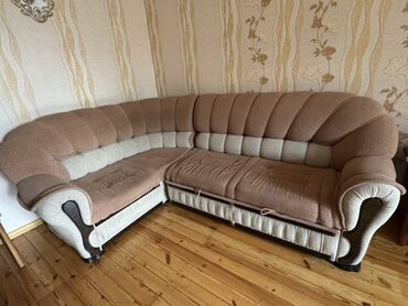 Угловой диван, Б/у, Раскладной, Без подьемного механизма, Ткань, Платная доставка