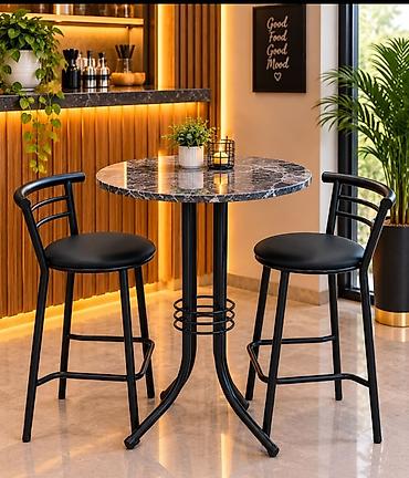 taburetkalar: Bar tabureti – müasir dizayn - Rəng: mat qara - Material: toz boyalı — 1