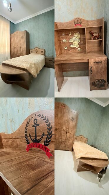 Uşaq və gənc otağı üçün dəstlər: Oğlan üçün, İşlənmiş, Təknəfərlik çarpayı, Yazı masası, Dolab, Tumba
