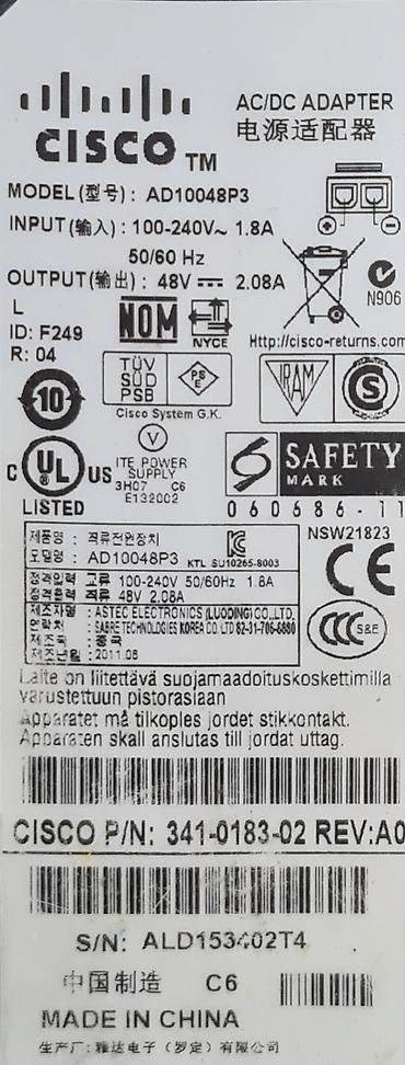 tp link c64: Продаю Блок Питания Cisco AD10048P3 48V 2,08A 100W — 2